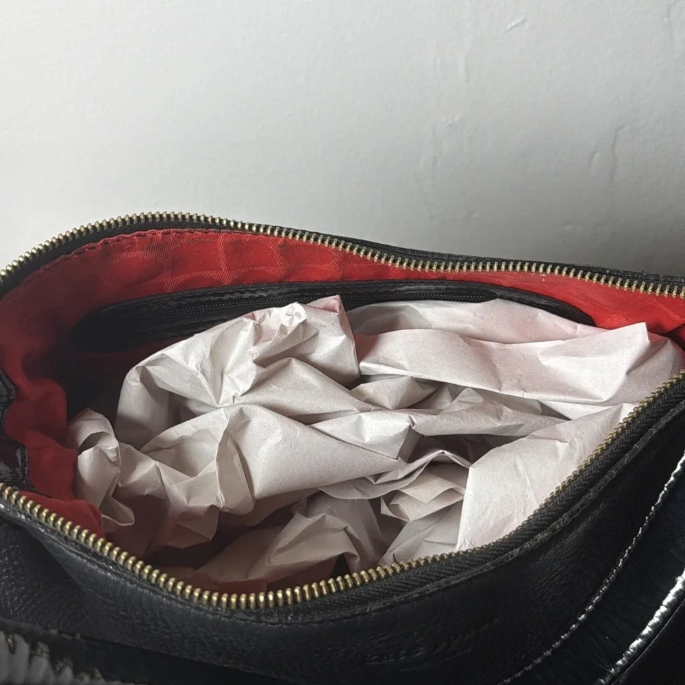 Vintage Kate Spade Shoulder Bag Black Genuine Leather Purse Patent Leather